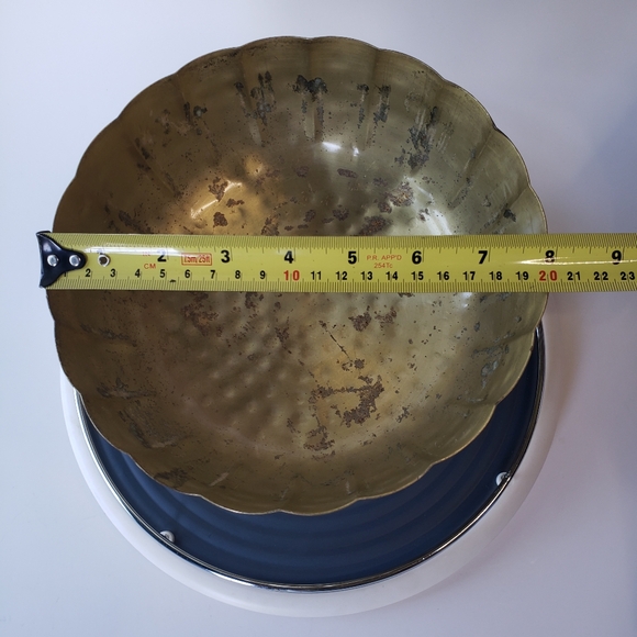 Copper Gold Distressed decorative scalloped compote holiday Afloral bowl - Picture 7 of 11